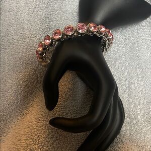 Elegant Pink Crystal Clamper Bracelet